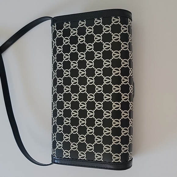 NWT Authentic Mario Valentino Ava Leather Crossbody Designer Bag Black White - Picture 7 of 11